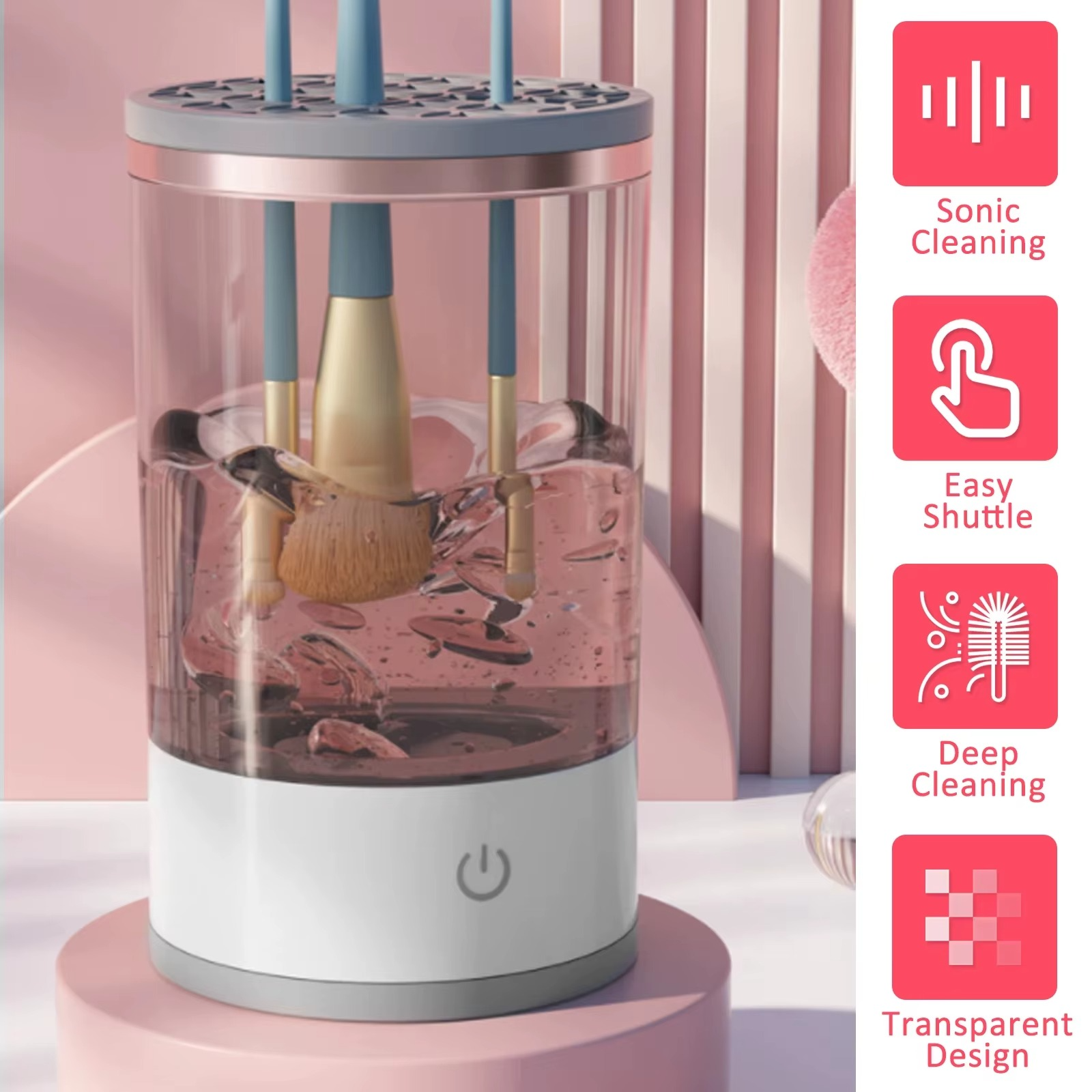 GlamClean Pro™ - 3-in-1 Electric Makeup Brush Cleaner