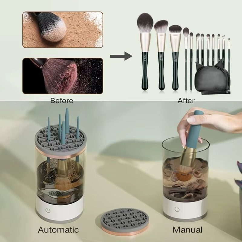 GlamClean Pro™ - 3-in-1 Electric Makeup Brush Cleaner