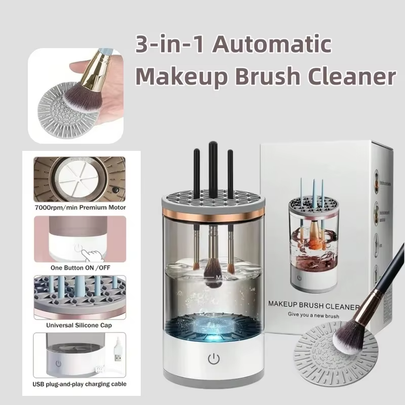 GlamClean Pro™ - 3-in-1 Electric Makeup Brush Cleaner