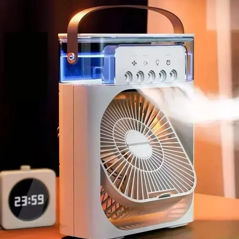 BreezyBox™ – Ventilatore Portatile 3-in-1 con Luce Notturna & Umidificatore