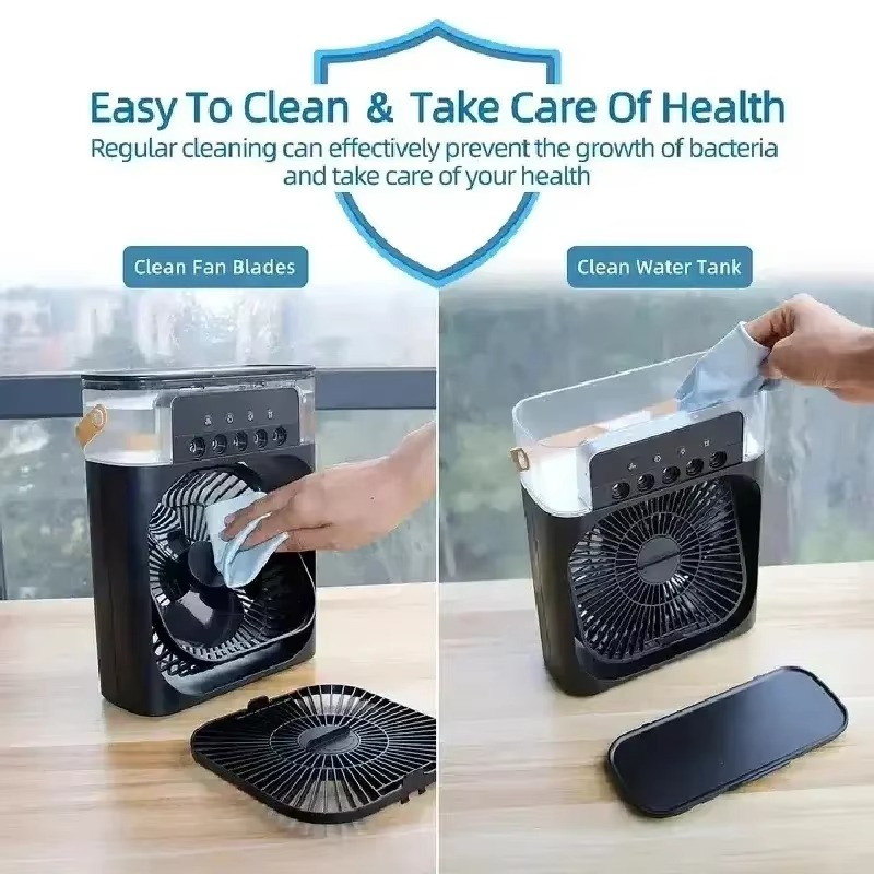 BreezyBox™ – Ventilatore Portatile 3-in-1 con Luce Notturna & Umidificatore